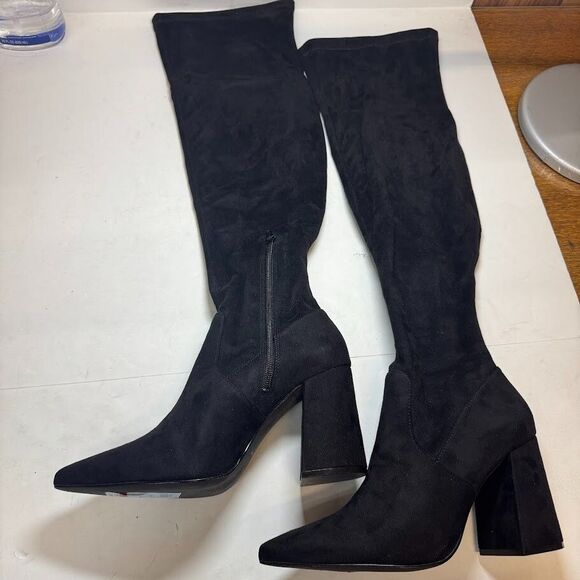Steve Madden Women 10 M Black Faux Suede Jacoby Over The Knee Boots NIB HU5 - Picture 2 of 6
